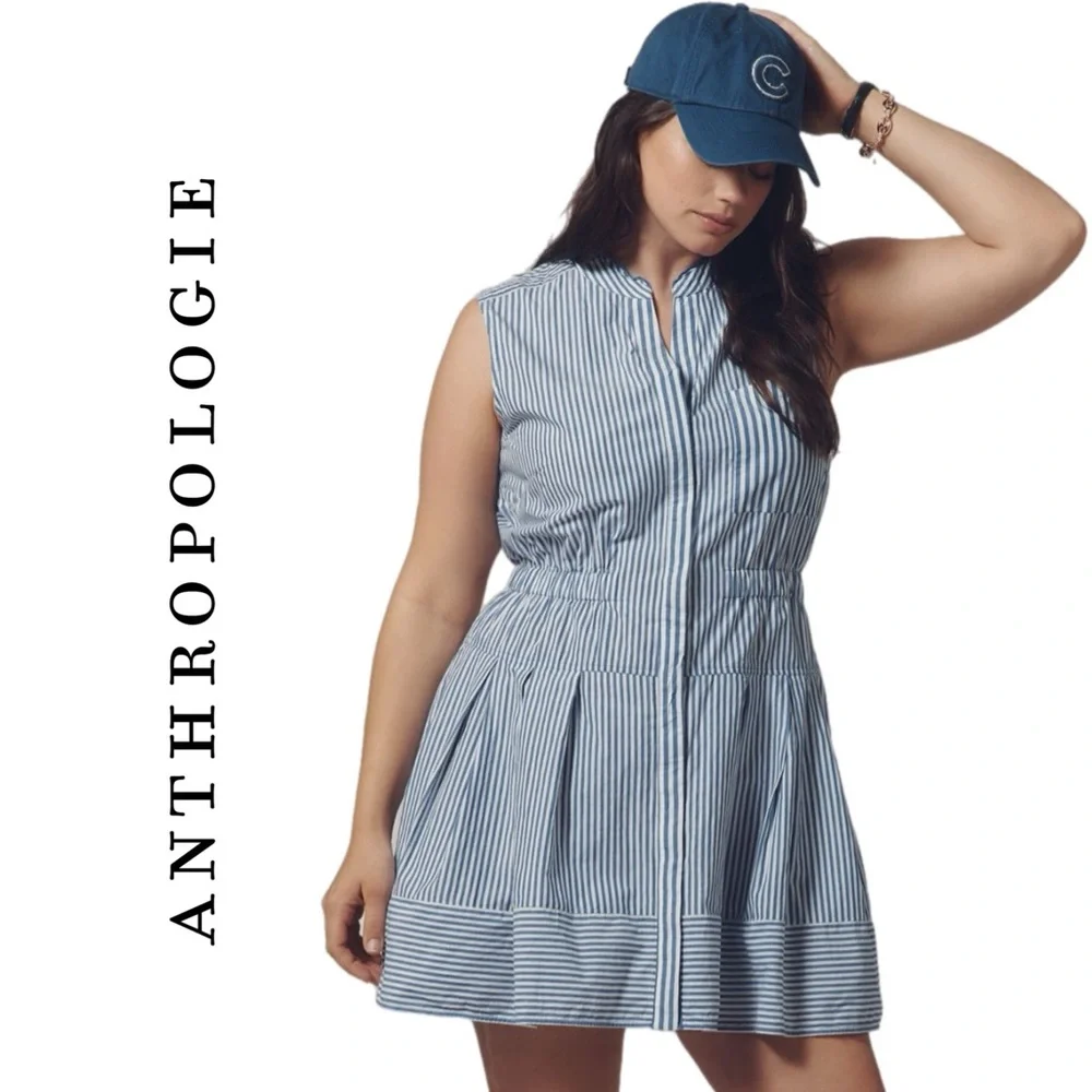 Anthropologie Maeve Sleeveless V-Neck Fit & Flare Shirtdress_3